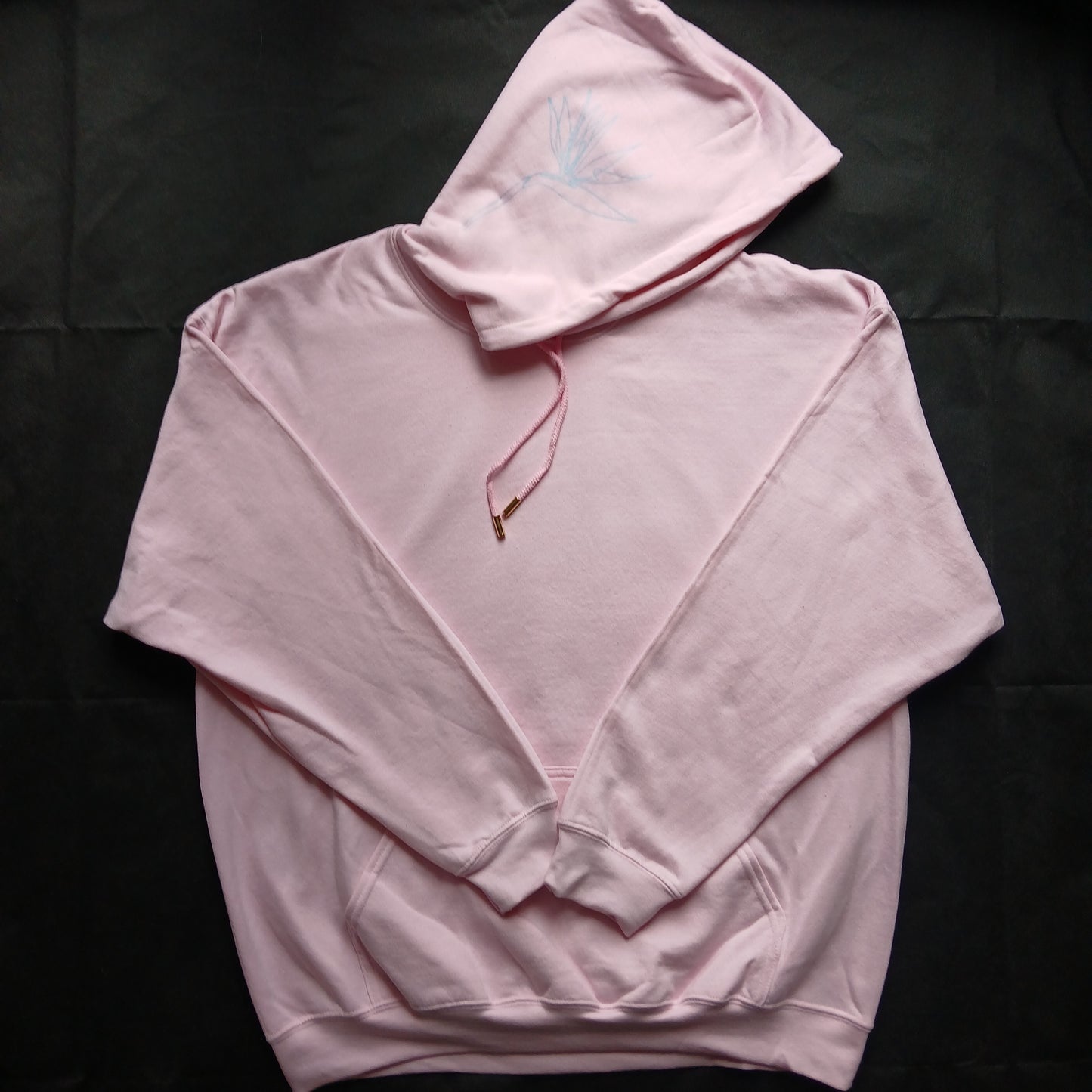 Pink hooded sweatshirt, with birds of paradise XL